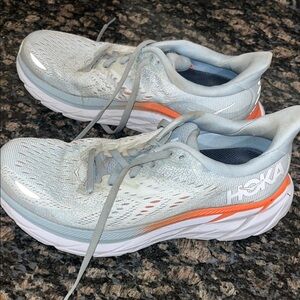 Hoka Women's Light Gray and Orange Athletic Shoes